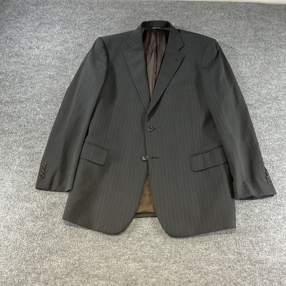 Brooks Brothers Mens 42R Pinstripe Wool Blend 2 Button Suit Jacket Charcoal Gray
